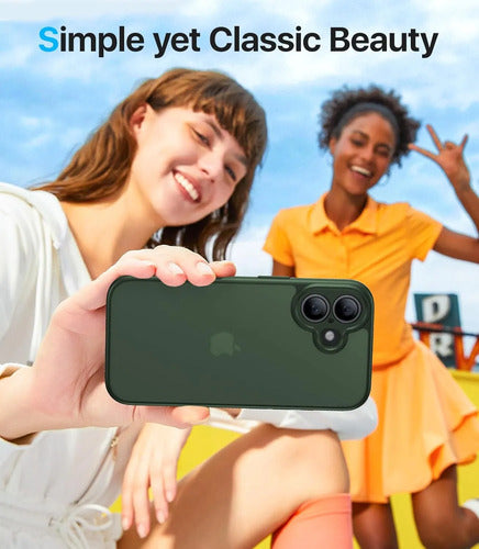 Funda Protectora Para iPhone 16, Antigolpes Verde Oscuro