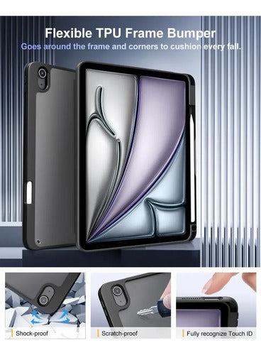 Funda Hibrida Para iPad Air 11'' 2025 M3/2024 M2 Negro