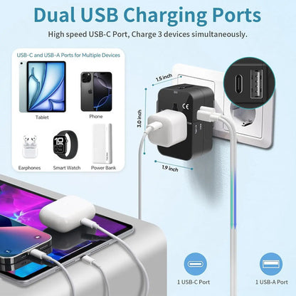 Adaptador De Viaje Universal Todo En Uno Mingtong Negro