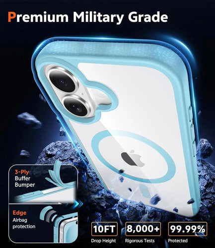 Funda Transparente Para iPhone 16 Turquesa