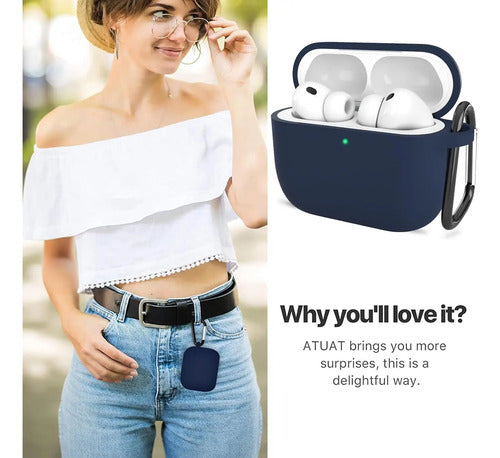 Funda De Silicona Para AirPods Pro 3 Con Kit De Limp Azul Oscuro