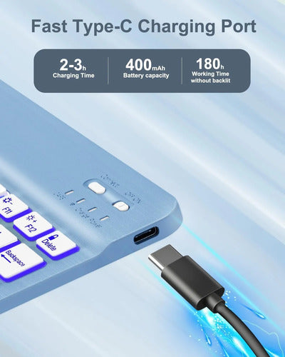 Funda Con Teclado Para Samsung Galaxy Tab A11+/a9. Azul