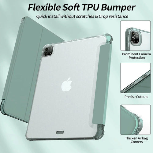 Funda Kenke Para iPad Pro 11 Pulgadas Con Soporte Para Lápiz Verde Oscuro