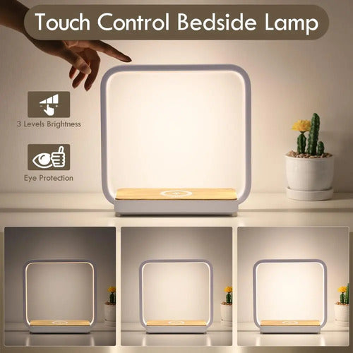 Lámpara De Mesa Con Cargador Inalámbrico Blanco