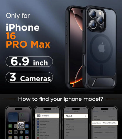 Funda Magnética Temdan Para iPhone 16 Pro Max Con Soporte Negro