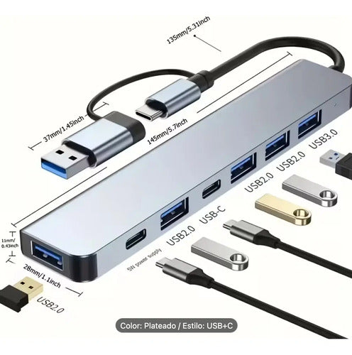 Usb C Hub 7 En 1 Gris Oscuro