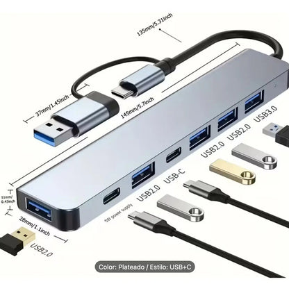Usb C Hub 7 En 1 Gris Oscuro