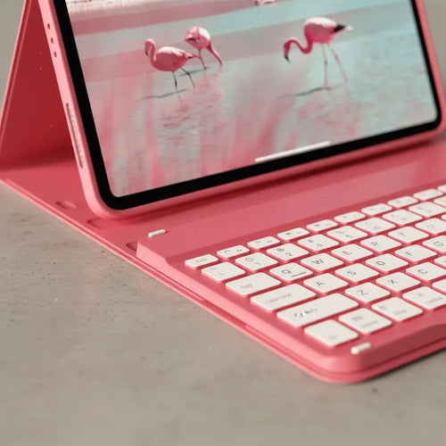 Funda Con Teclado Bluetooth Para iPad Air 11'' M3/m2 & Air Rosa Chicle