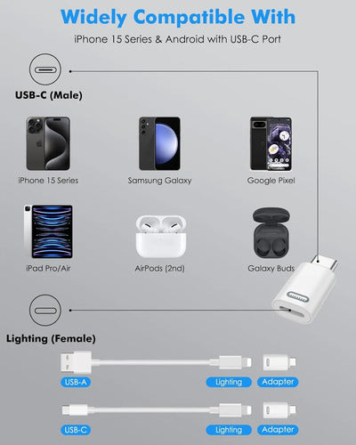 Adaptador Lightning A Usb C Para Para iPhone Y Galaxy Blanco