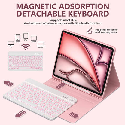 Funda Con Teclado Retroiluminado Para iPad Air Y Pro Rosa