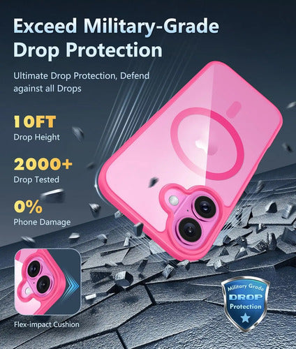 Funda Transparente Para iPhone 16 Rosa