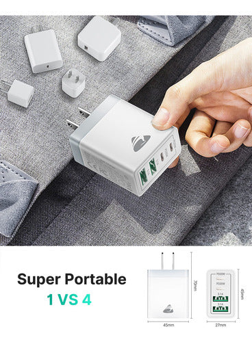 Paquete De 2: Cargador Usb-c De Pared De 40w Con 4 Puerto...