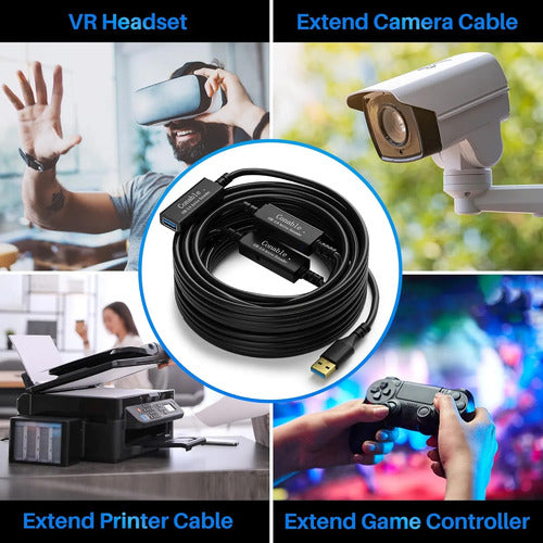 Cable Extensor Usb 3.0 Activo 75 Pies Negro