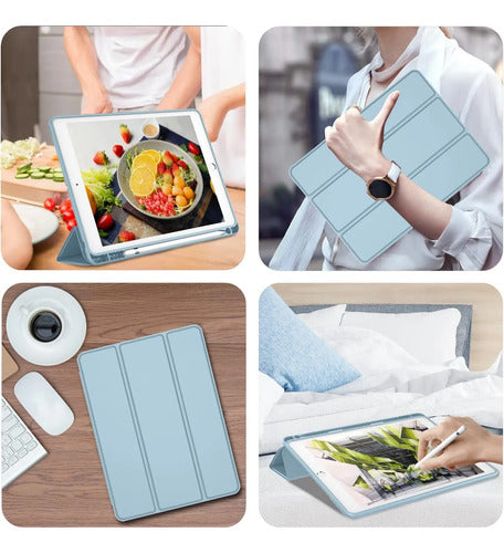 Funda Para iPad 9.7 Con Porta Lápiz Y Protección Completa Azul Claro