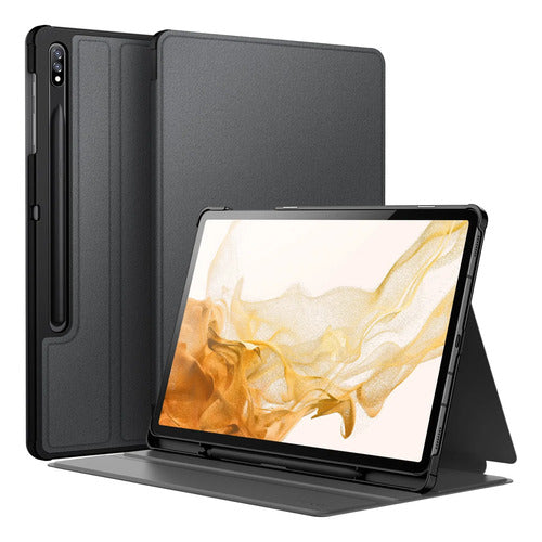 Funda Para Samsung Galaxy Tab S8/s7 Con Soporte S Pen Negro Lisa