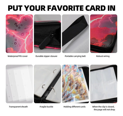 Álbum De Cartas Coleccionables Footjkyx 4 Bolsillos Pockemon Negro