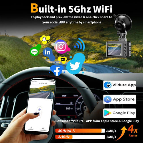 Cámara De Auto Dual 4k Con Wifi Y 64gb De Almacenamiento