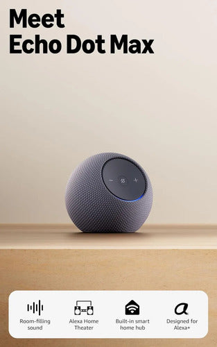 Amazon Echo Dot Max, Parlante Alexa Con Sonido Envolvente Gris