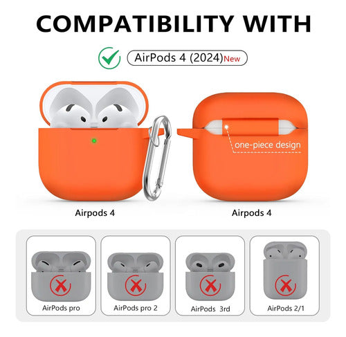 Funda R-fun Para AirPods 4 Con Kit De Limpieza Naranja