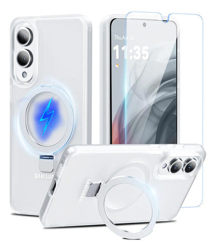 Funda Magnética Con Soporte Para Samsung Galaxy S25 Edge Blanco Lisa