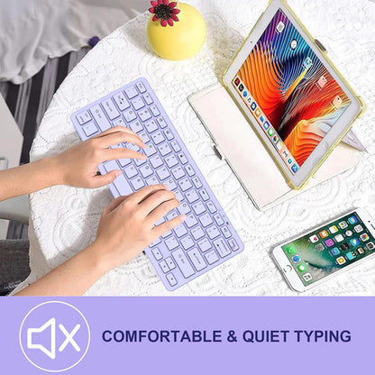 Teclado Bluetooth Taiyang Para iPad Y Dispositivos Bluetooth Morado Claro
