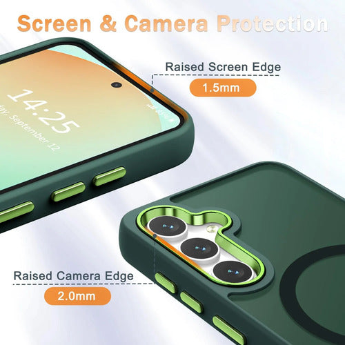 Funda Magnética Mate Para Samsung Galaxy S25+ Plus Verde Oscuro