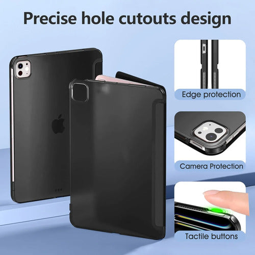 Funda iPad Pro Trasera Translúcida Con Soporte Tríptico Negro