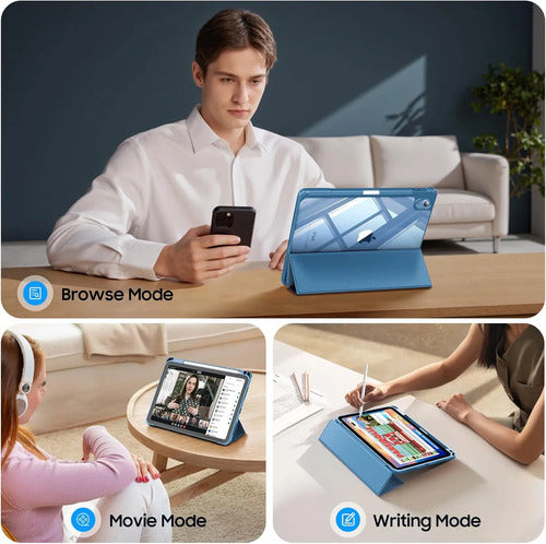 Funda Híbrida Delgada Para iPad Azul