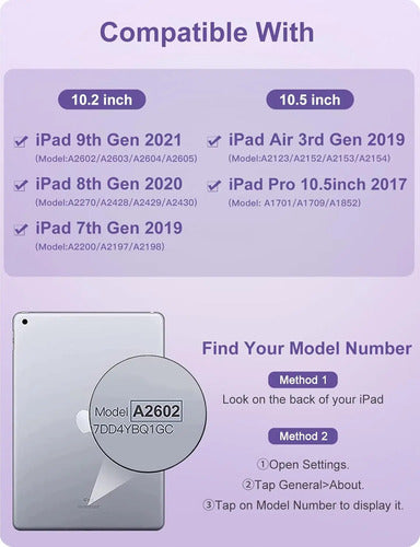 Funda Con Teclado Para iPad 9th Gen 10.2 Morado