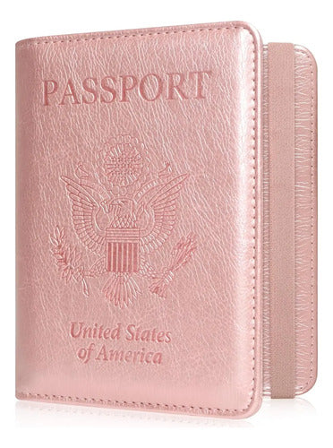 Acdream Rfid Blocking Passport Holder Travel Wallet, Rose... Dorado Oscuro
