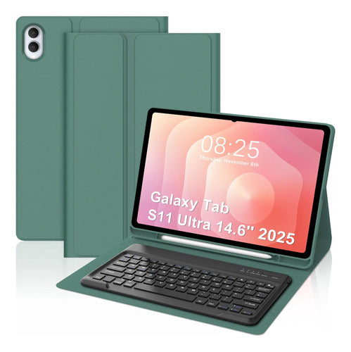 Funda Con Teclado Para Samsung Galaxy Tab S11 Ultra Verde