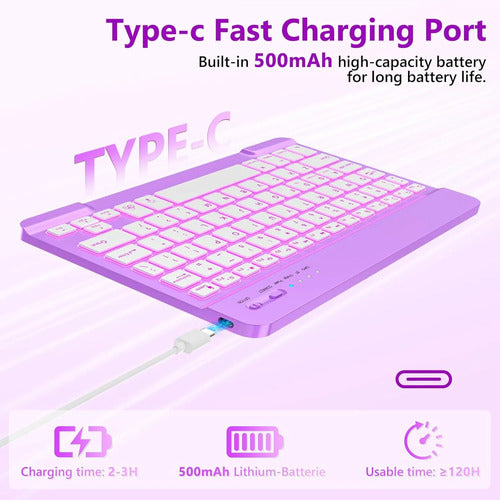 Funda Con Teclado Para iPad A16 11th 10th Gen Violeta