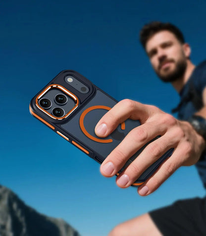 Funda iPhone 17 Pro Con Soporte Y Protección Militar Naranja