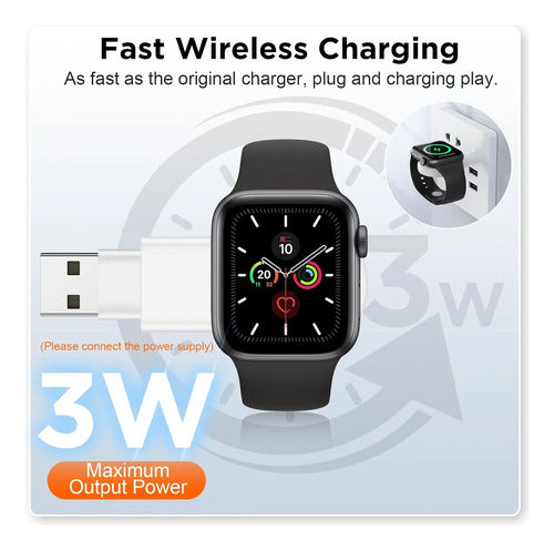 Cargador Usb Portátil Para Apple Watch Usb C Y Usb A Blanco