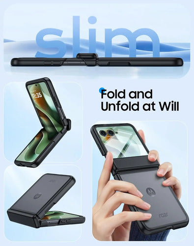 Funda Motorola Razr Ultra 2025, Protector Pantalla Negro