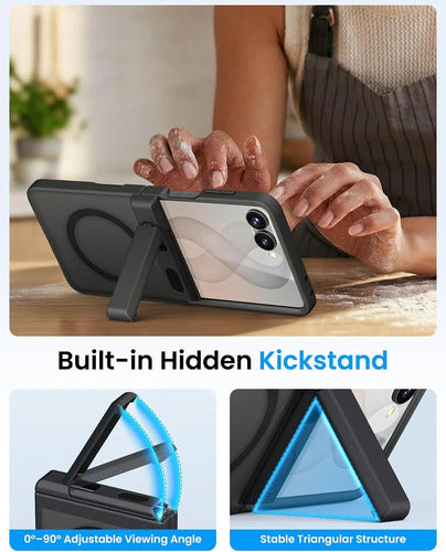 Funda Con Soporte Para Samsung Galaxy Z Flip 8 Negro Translúcido