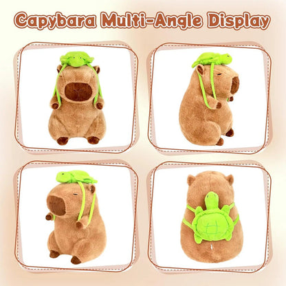 Peluche Capybara  Con Mochila De Tortuga Marrón Marrón