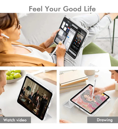 Funda Para iPad A16 Con Soporte Y Porta Lápiz Gris