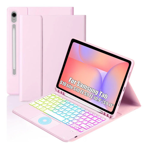 Funda Con Teclado Para Samsung Galaxy Tab S10 Lite/s10 Fe/s9 Rosa