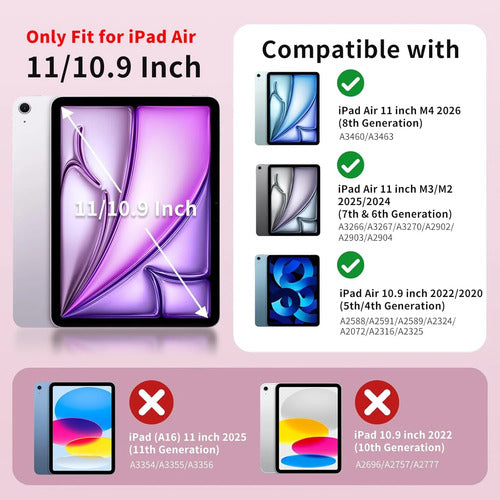 Funda Hybrid Slim Para iPad Air 11' M3/m2, 5ta/4ta. Rosa Chicle