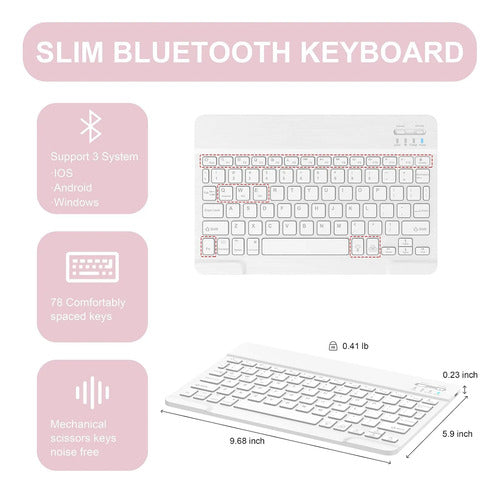 Funda Con Teclado Para iPad (a16) 11th/10th Gen Rosa