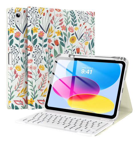 Funda Con Teclado Para iPad A16 D-flowers