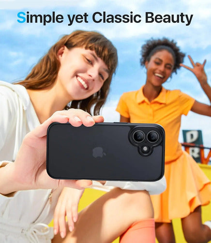 Funda Protectora Para iPhone 16, Antigolpes Negro