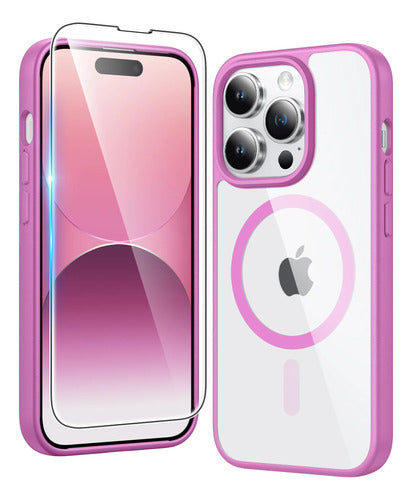 Funda Para iPhone 14 Pro Transparente Anti-amarilleo Rosa