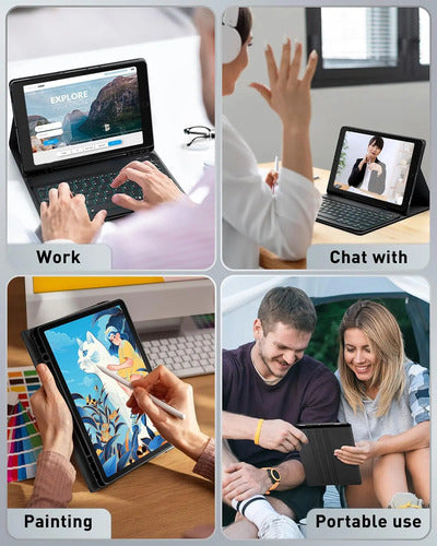 Funda Con Teclado Para iPad 9th/8th/7th Gen, Air 3rd Gen Negro