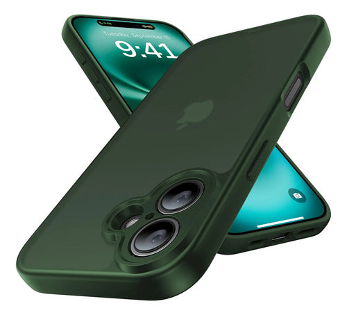 Funda Protectora Para iPhone 16, Antigolpes Verde Oscuro