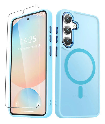 Funda Magnética Mate Para Samsung Galaxy S25+ Plus Azul Claro