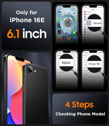 Funda Para iPhone 16e, Magnética, Mate Negro
