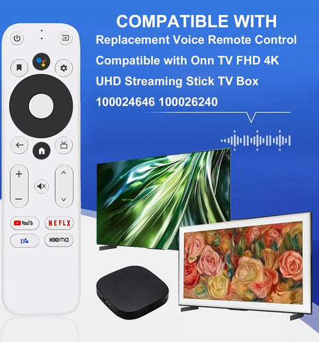 Control Remoto De Voz Para Onn Android Tv Fhd 4k Uhd Negro