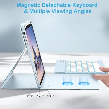 Funda Con Teclado Para iPad Air 11  Y Pro 11 Azul Claro